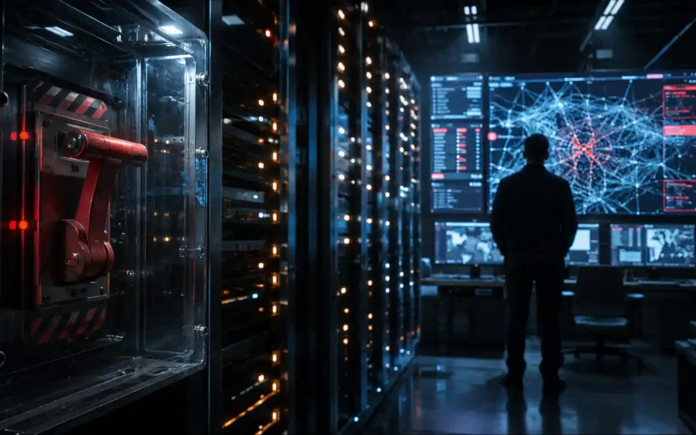 Data center kill switch illustrating frontier labs still lacking rogue AI containment plans | AI Policy