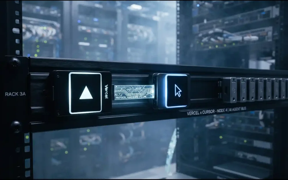 Vercel and Cursor adapter modules linked on a server rail — cursor available harness | AI Tools