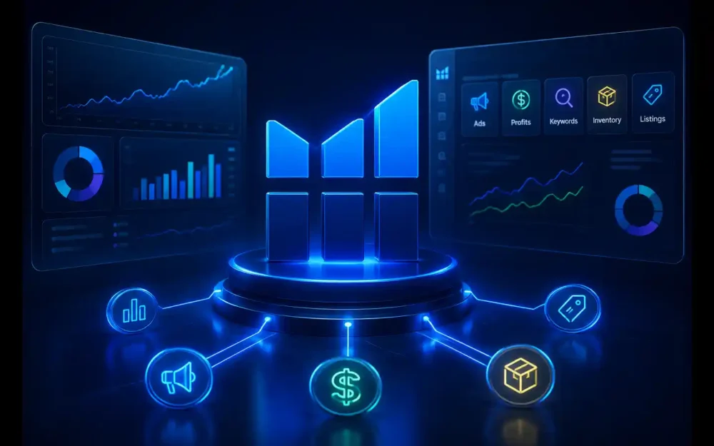 Amazon seller dashboard linked to an AI agent — helium launches helium | AI Tools