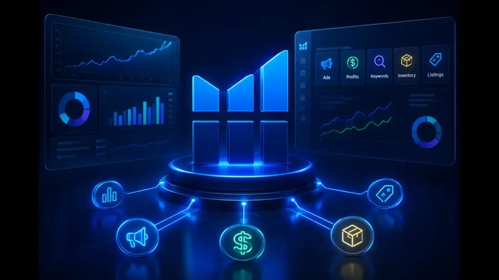 Amazon seller dashboard linked to an AI agent — helium launches helium | AI Tools