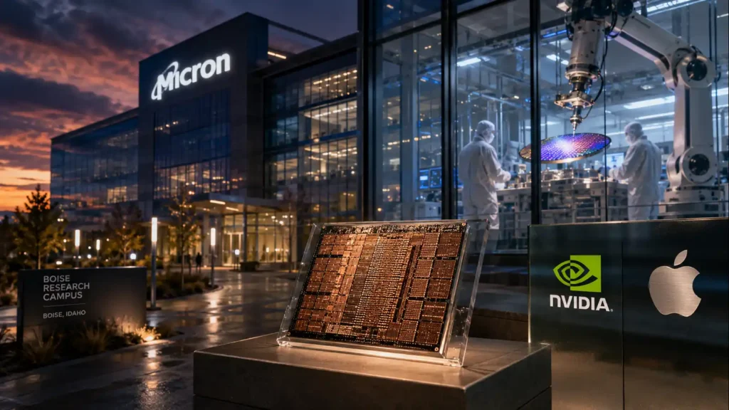 Micron Research Labs campus in Boise showing memory chip wafer micron unveils micron research hub | Business