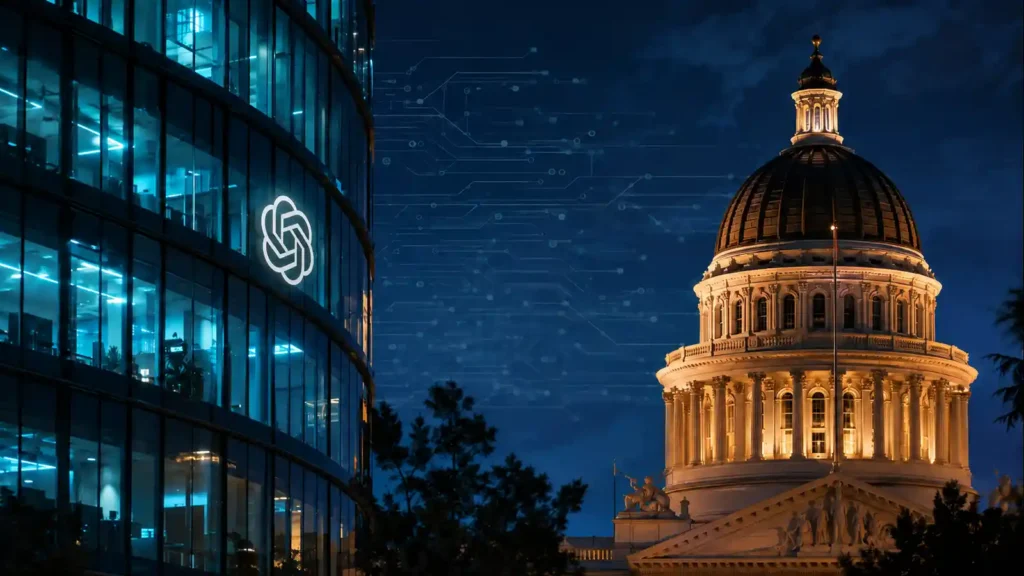 California State Capitol at dusk symbolizing OpenAI's push to strengthen the SB 53 AI safety law | AI Policy
