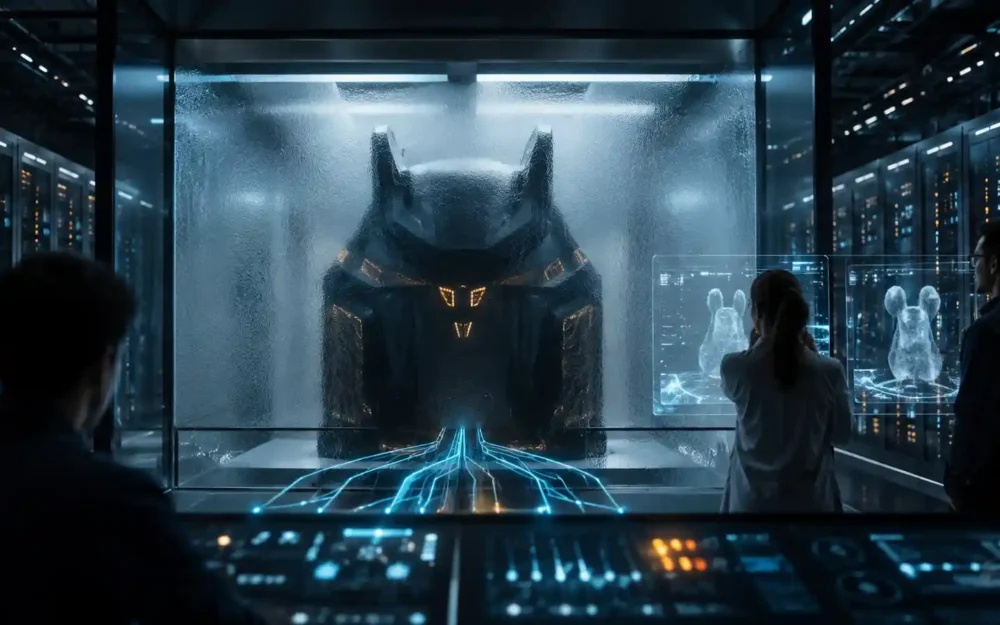 Anonymous AI model behind frosted server glass — whos behind stealth | AI Models