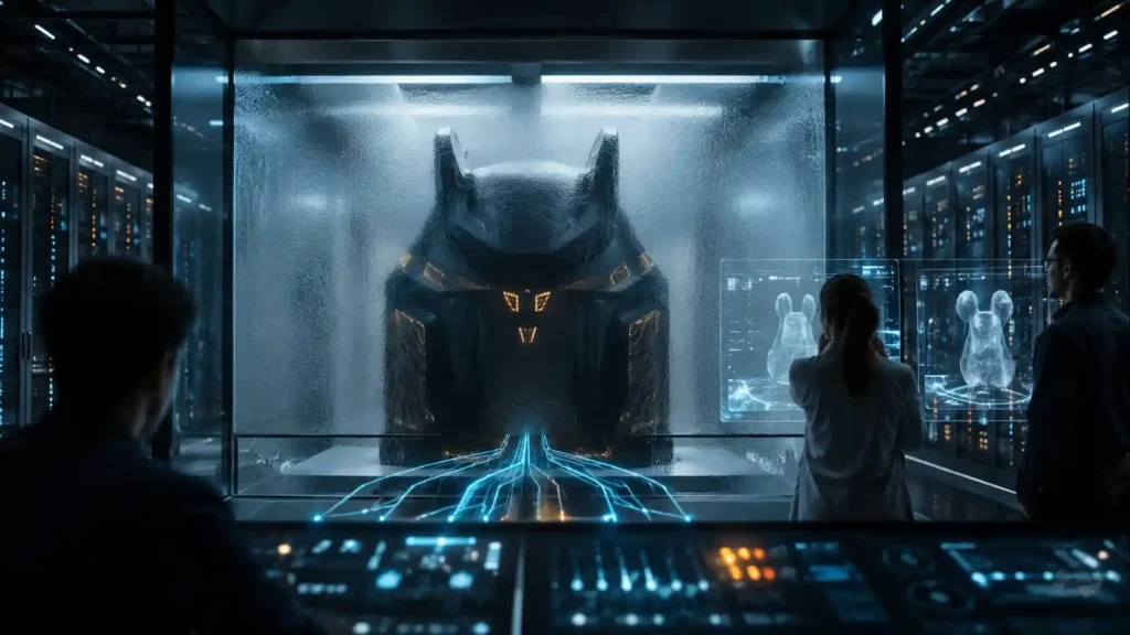 Anonymous AI model behind frosted server glass — whos behind stealth | AI Models