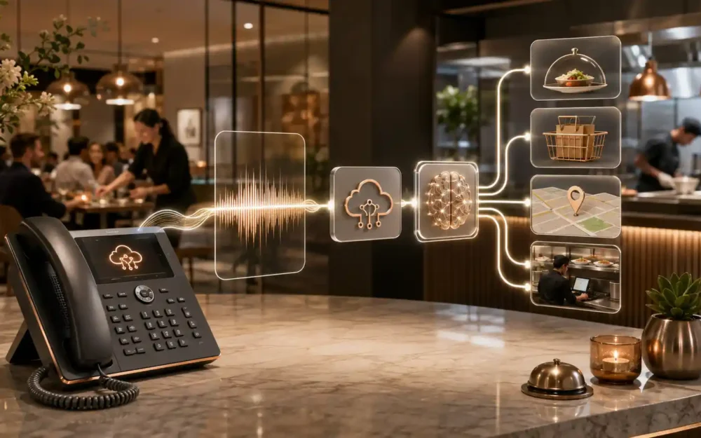 AI host processing a restaurant phone order — building restaurant telephony | AI Tools