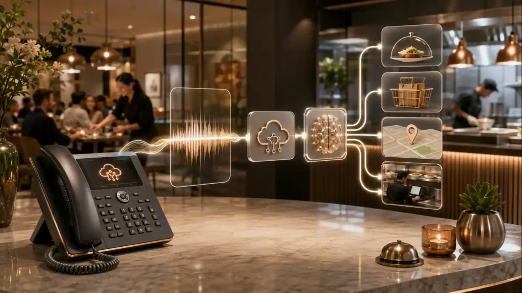 AI host processing a restaurant phone order — building restaurant telephony | AI Tools
