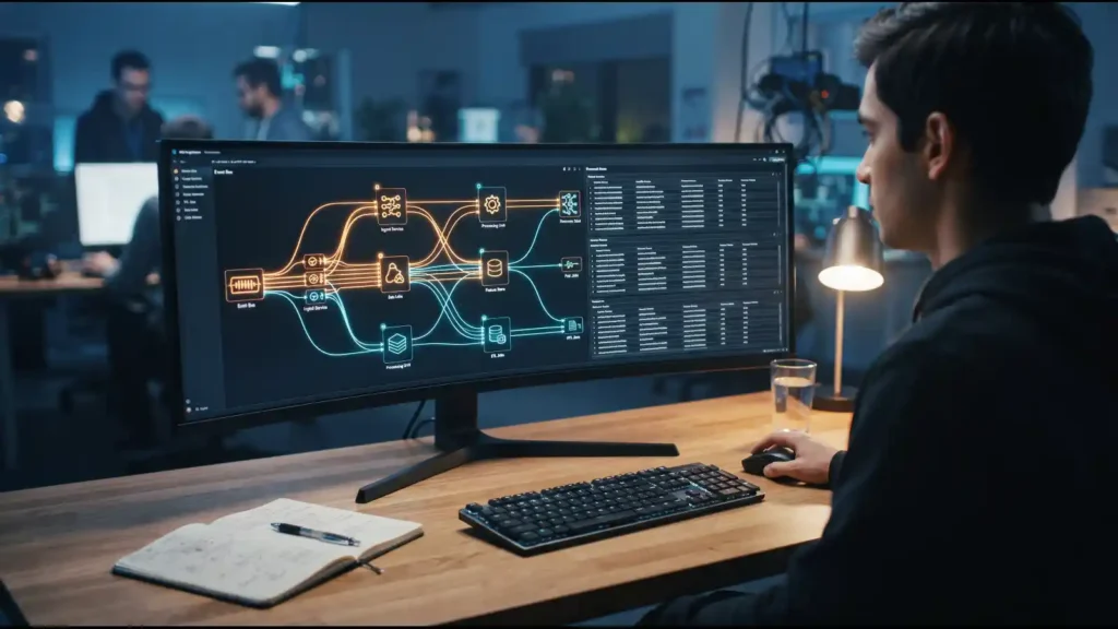 Data pipeline visualization representing batch write discover records workflow in Amazon SageMaker Feature Store | AI Tools