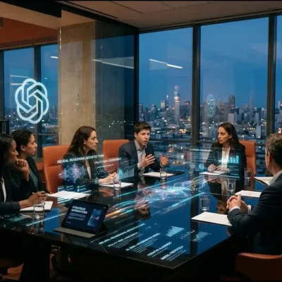 Anthropic and OpenAI boardroom scene on embedding independent AI safety evaluators, AI Policy