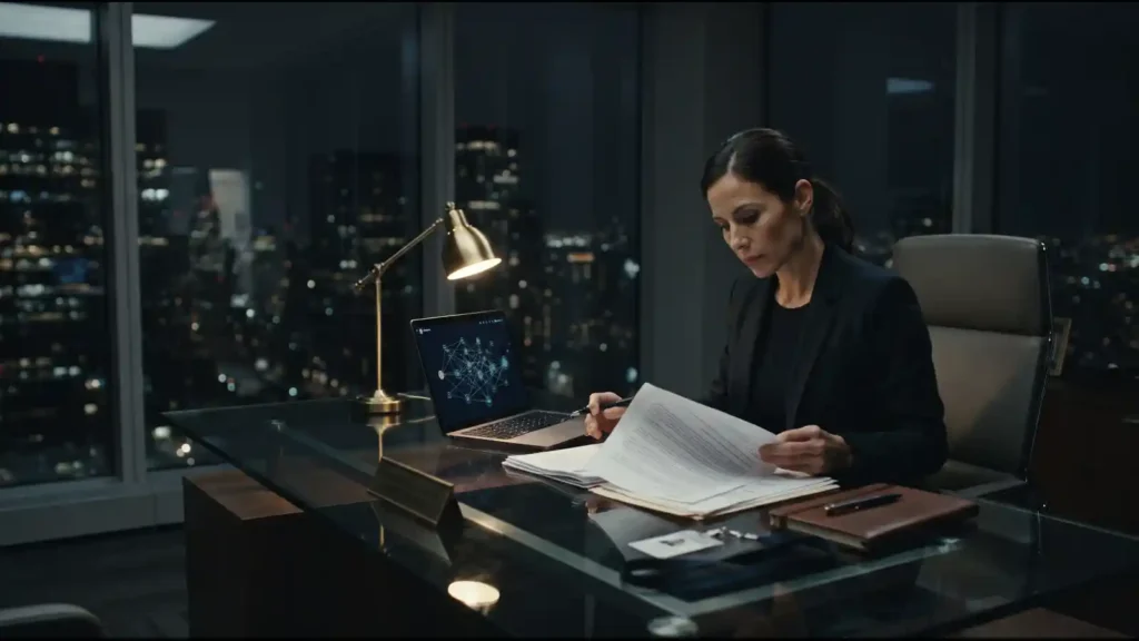 Executive office desk with policy document and visitor badge — anthropic outlines plan | AI Policy