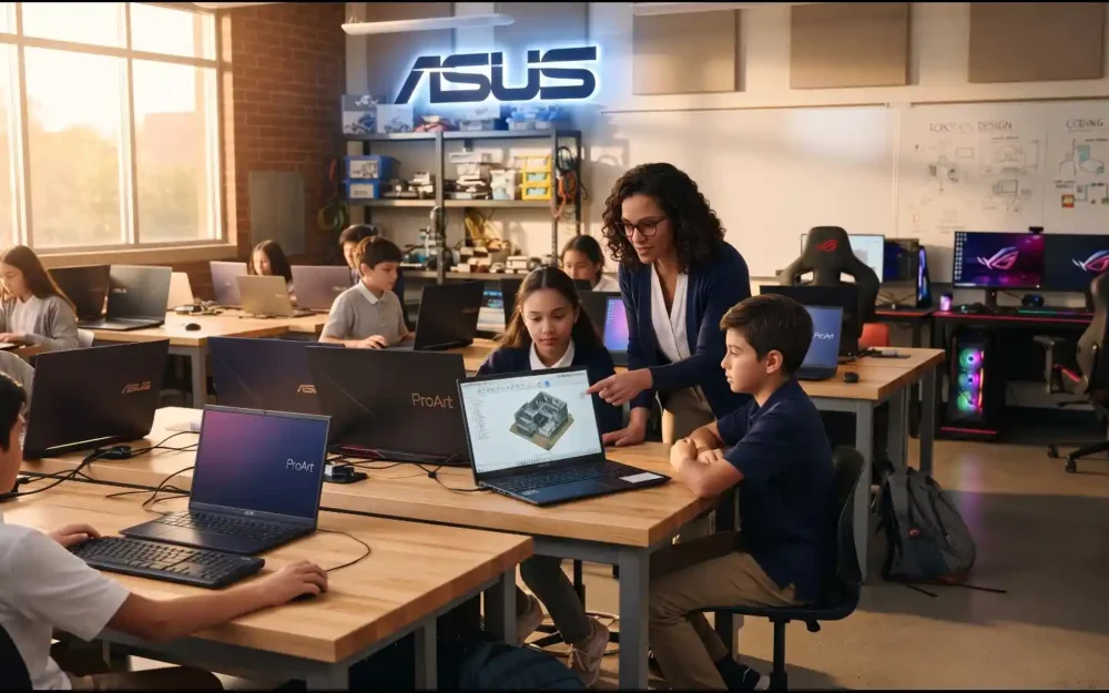 ASUS branded classroom lab showing ASUS launches EmpowerED K-12 hardware grant program | Business