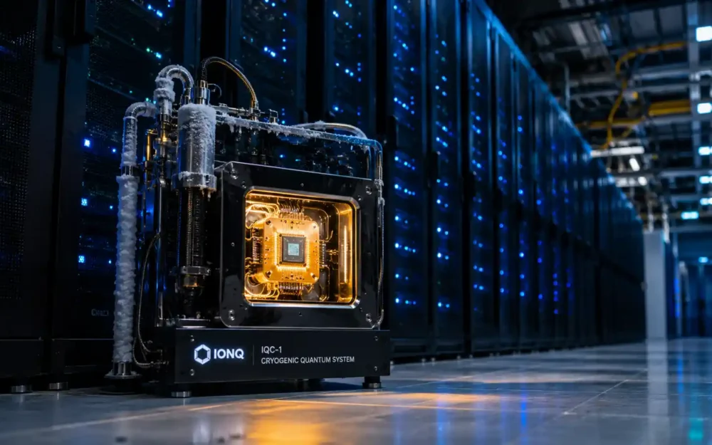Diraq silicon spin quantum computer beside servers illustrating Diraq deploy quantum system in Equinix data center