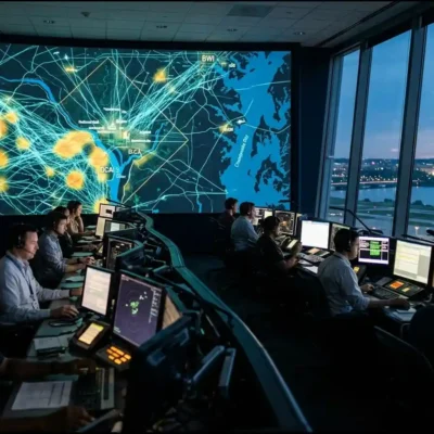 Command center map of AI-predicted routes, the FAA's plan for air traffic in Washington | AI Policy