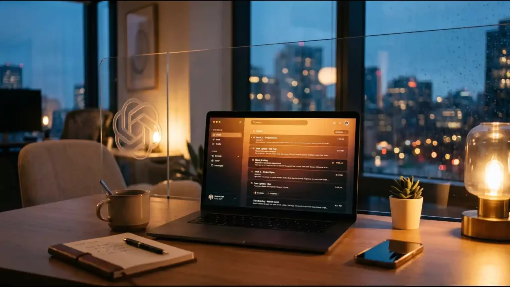 Laptop showing an inbox dashboard, illustrating how Fyxer built its AI executive assistant with OpenAI | AI Startups