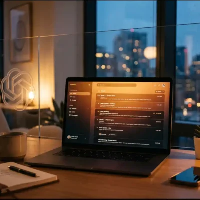 Laptop showing an inbox dashboard, illustrating how Fyxer built its AI executive assistant with OpenAI | AI Startups