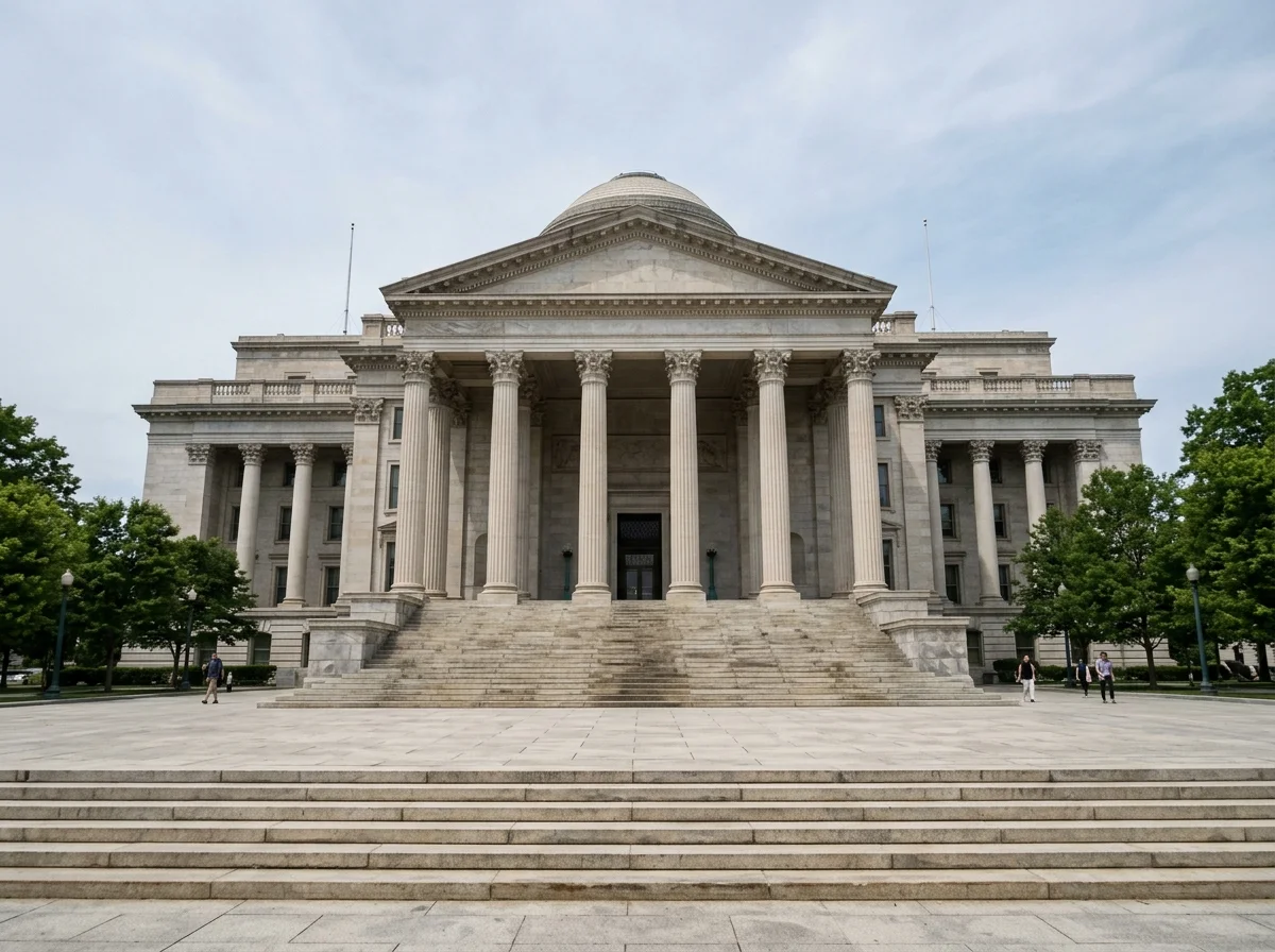 A government building exterior photographed in daylight, representing the regulation Gates is calling for