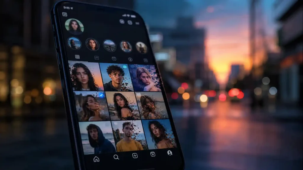 Instagram profile grid illustrating how Instagram puts limits on undisclosed AI profiles, AI Policy