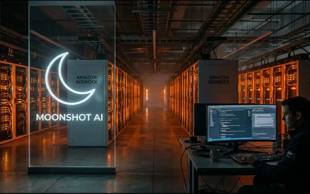 AWS data center server racks illustrating introducing Kimi K3 on Amazon Bedrock | AI Models