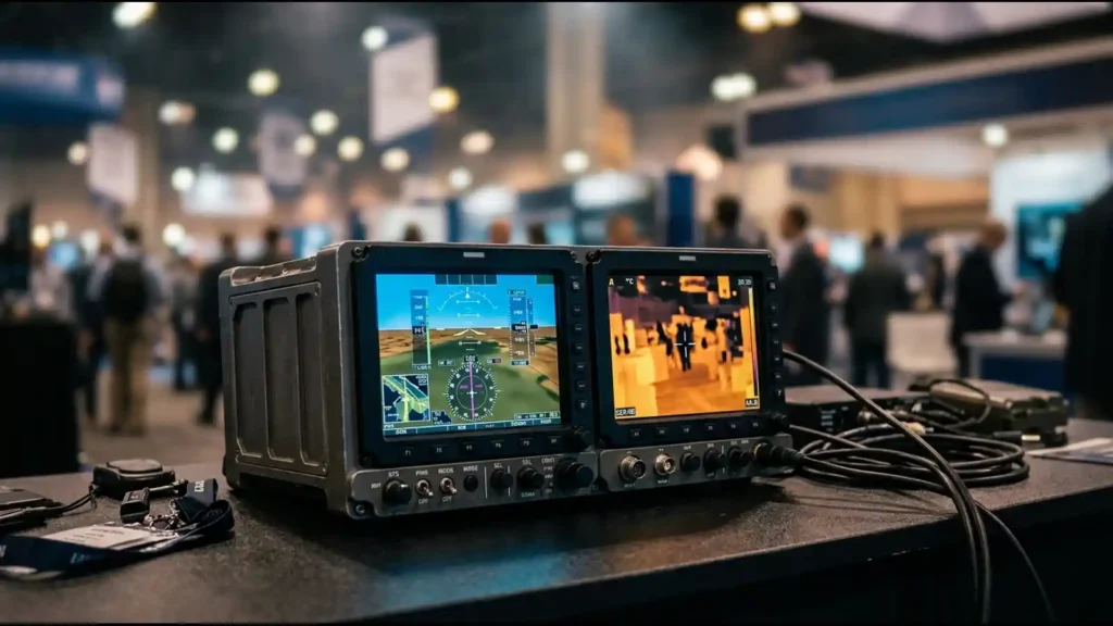 Ruggedized cockpit display hardware representing Lynx feature advanced edge AI demos at MOSA Summit