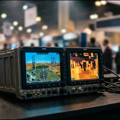 Ruggedized cockpit display hardware representing Lynx feature advanced edge AI demos at MOSA Summit