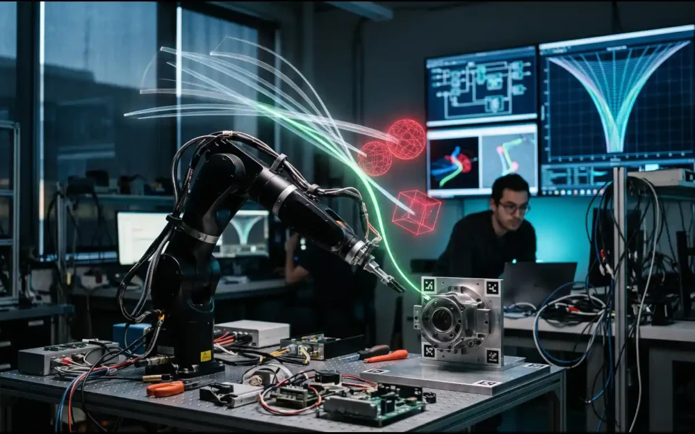 MIT robotic arm avoiding obstacles, illustrating a safety-critical AI method called HardFlow | Research