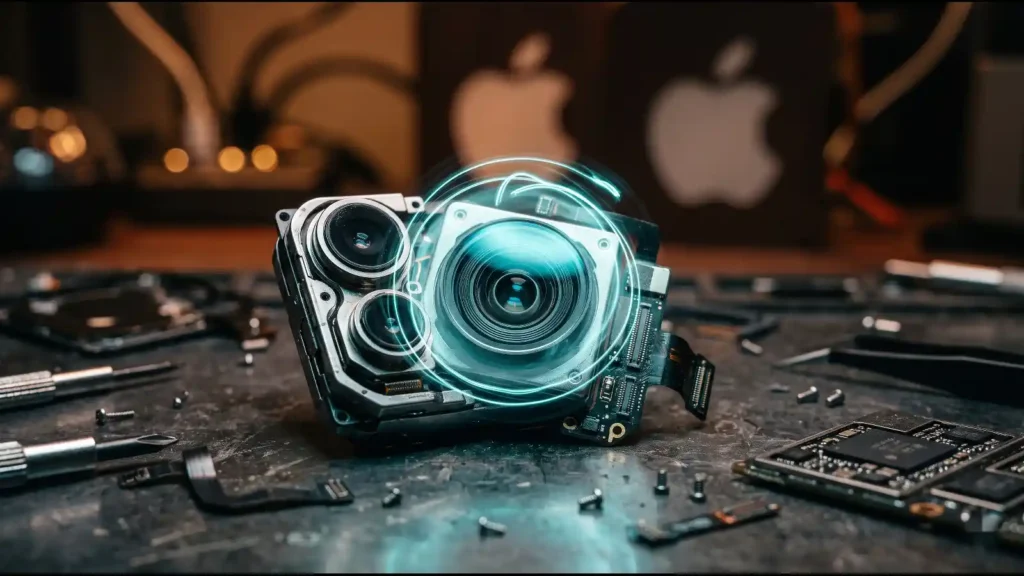 Smartphone camera lens macro shot illustrating OpenAI buys smartphone camera startup Glass Imaging | Business