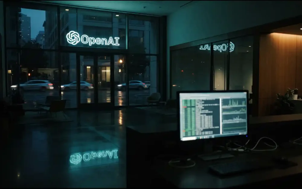 OpenAI office signage at dusk, representing OpenAI confirms wiki incident story on AI agent disclosure | AI Policy