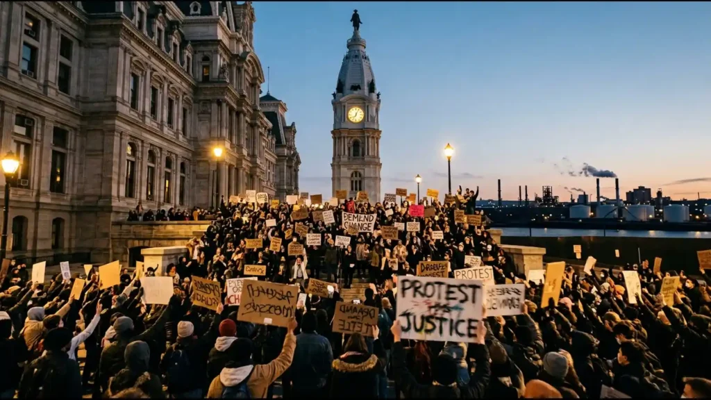Crowd rallies against the data center boom at Philadelphia City Hall near Grays Ferry | AI Policy