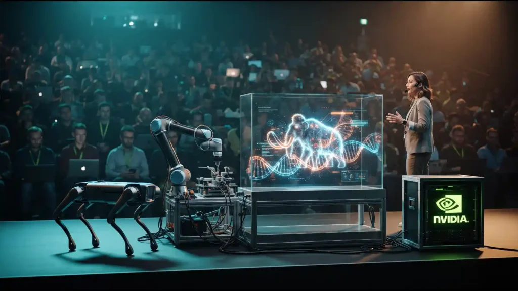 TechCrunch Disrupt 2026 Real World AI Stage lineup with robots and Nvidia branding, techcrunch disrupt 2026s | Events